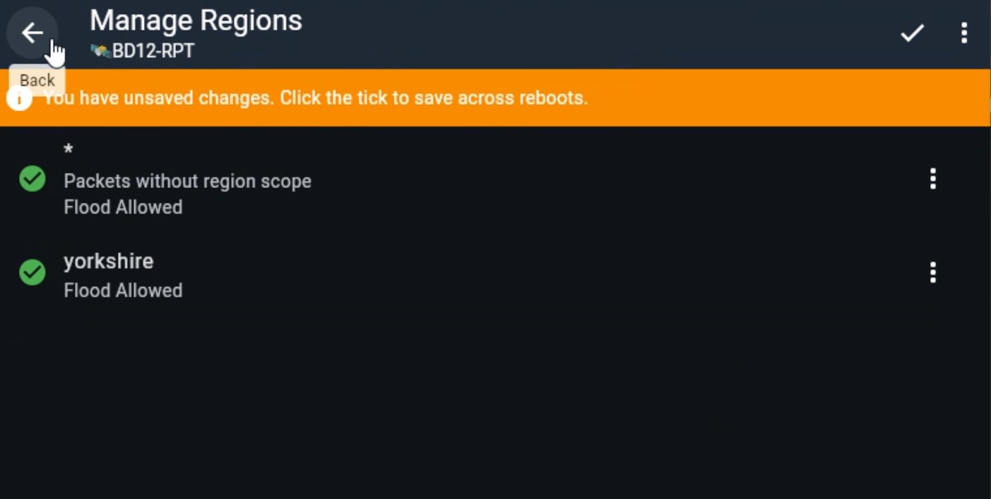 Repeater region setup and save tick